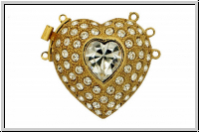Federschlie�e "Herz", Metall, 23kt gold plated, goldfb., 2x3 �sen, 1 Stk.