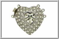 Federschlie�e "Herz", Metall, rhodium plated, silberfb., 2x3 �sen, 1 Stk.