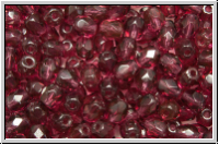 B�hm. Glasschliffperle, feuerpol., 4mm, wine, trans., 50 Stk.