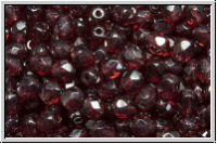 B�hm. Glasschliffperle, feuerpol., 4mm, wine, trans., luster, 50 Stk.