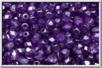 B�hm. Glasschliffperle, feuerpol., 4mm, crystal, trans., half wax purple, 50 Stk.