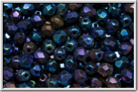 B�hm. Glasschliffperle, feuerpol., 4mm, blue, met., iris., 50 Stk.