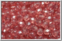 B�hm. Glasschliffperle, feuerpol., 4mm, rose, opal, luster, 50 Stk.