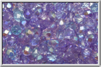 B�hm. Glasschliffperle, feuerpol., 4mm, violet, lt., trans., AB, 50 Stk.