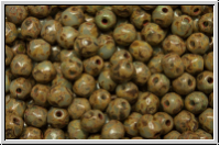 B�hm. Glasschliffperle, feuerpol., 4mm, sapphire, lt., opal, picasso, 50 Stk.