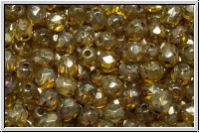 B�hm. Glasschliffperle, feuerpol., 4mm, crystal, trans., silver picasso, 50 Stk.
