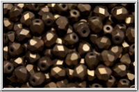 B�hm. Glasschliffperle, feuerpol., 4mm, chocolate, met., matte, 50 Stk.
