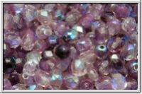 B�hm. Glasschliffperle, feuerpol., 4mm, crystal lila ombriert, trans., AB, 50 Stk.
