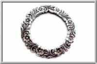Anh�nger/Verbinder "viktorian. Blumenring" , 36mm, Stamping, antikversilbert, Messing, 1 Stk.