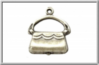 Anh�nger "Handtasche, 3D", 16x14mm, antiksilberfb., Messing, 1 Stk.