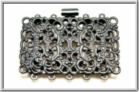 Federschlie�e "Ranken", Metall, ruthenium plated, angelaufensilberfb., 2x5 �sen, 1 Stk.