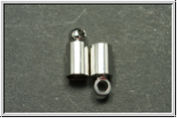 Endkappen "Tonne", 9x4mm, silberfb., Messing, 2 Stk.