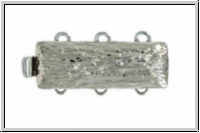 Federschlie�e "Rinde", Metall, rhodium plated, silberfb., 2x3 �sen, 1 Stk.
