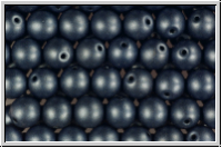 b�hm. Glasperle, rund, 6mm, blue, dk., met., satin, 25 Stk.