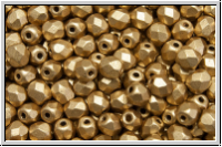 B�hm. Glasschliffperle, feuerpol., 4mm, gold, met., satin, 50 Stk.