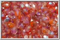 B�hm. Glasschliffperle, feuerpol., 4mm, crystal red ombriert, trans., AB, 50 Stk.