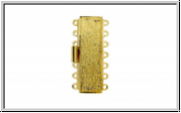 Federschlie�e "Rinde", Metall, 23kt gold plated, goldfb., 2x7 �sen, 1 Stk.