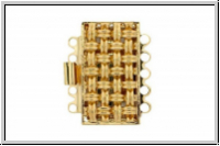 Federschlie�e "Flechtmuster", Metall, 23kt gold plated, goldfb., 2x5 �sen, 1 Stk.