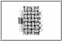 Federschlie�e "Flechtmuster", Metall, rhodium plated, silberfb., 2x5 �sen, 1 Stk.