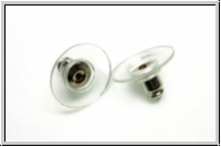Stopper f. Ohrstecker mit Kunststoffscheibe, silberfb., Messing, 2 Stk.