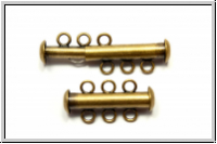 Schiebeschlie�e, 3 str�ngig, 22x11mm, antikmessingfb., Metall, 1 Stk.