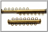 Schiebeschlie�e, 7 str�ngig, 41x11mm, antikmessingfb., Metall, 1 Stk.