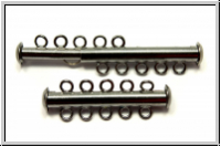 Schiebeschlie�e, 5 str�ngig, 31x11mm, hematitefb., Metall, 1 Stk.