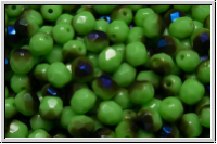 B�hm. Glasschliffperle, feuerpol., 4mm, jade, lt., op., half azuro, 50 Stk.