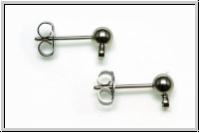 Ohrstecker "Kugel mit �se", 4mm, antiksilberfb., Edelstahl, 1 Paar