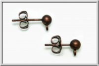 Ohrstecker "Kugel mit �se", 4mm, antikkupferfb., Messing, 1 Paar