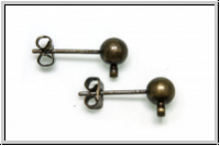 Ohrstecker "Kugel mit �se", 5mm, antikmessingfb., Messing, 1 Paar