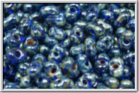 Farfalle Perlen, 4x2mm, sapphire, trans., picasso, 10 g