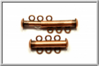 Schiebeschlie�e, 3 str�ngig, 22x11mm, antikkupferfb., Metall, 1 Stk.