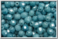 B�hm. Glasschliffperle, feuerpol., 4mm, aqua, op., baby blue luster, 50 Stk.