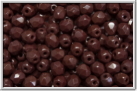 B�hm. Glasschliffperle, feuerpol., 4mm, oxblood brown, op., 50 Stk.