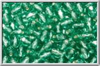 B�hm. Glasschliffperle, feuerpol., 4mm, turquoise, lt., trans., silver-ld., 50 Stk.
