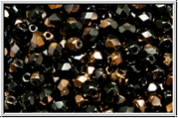 B�hm. Glasschliffperle, feuerpol., 4mm, black, op., half copper, 50 Stk.