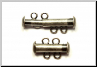 Schiebeschlie�e, 2 str�ngig, 17x11mm, antiksilberfb., Metall, 1 Stk.
