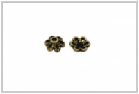 Perlenkappe "Anemone", 6x2,5mm, antikmessingfb., Messing, 10 Stk.