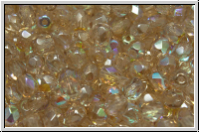 B�hm. Glasschliffperle, feuerpol., 4mm, crystal, trans., honey luster, AB, 50 Stk.