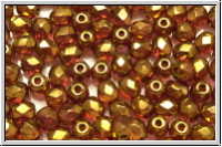 B�hm. Glasschliffperle, feuerpol., 4mm, crystal, trans., orange bronze luster, 50 Stk.