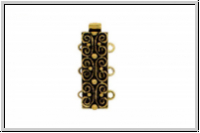 Federschlie�e "Gotik", Metall, 23kt gold plated, antikgoldfb., 2x3 �sen, 1 Stk.