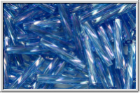 MTWB-4-0261, MIYUKI Twisted Bugles, Nr. 4 (12mm), sapphire, trans., AB, 10g