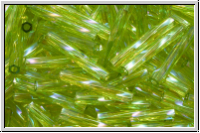 MTWB-4-0258, MIYUKI Twisted Bugles, Nr. 4 (12mm), green, lime, trans., AB, 10g