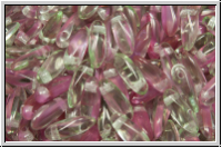 Dagger, 3x8mm, crystal, trans., fuchsia/green ombriert, 50 Stk.