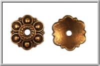 Perlenkappe "Tautropfen", 13x3mm, antikkupferfb., Messing, 2 Stk.