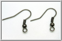 Ohrhaken "Fischhaken", 19x18x0,7mm, tarnish silver, Messing, 1 Paar