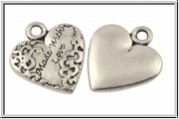 Anh�nger "Made with Love-Herz", 20x18x2,5mm, antiksilberfb., Tibetsilber, 1 Stk.