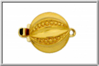 Federschlie�e "Kerbenkugel", Metall, 23kt gold plated, goldfb., 2x1 �se, 1 Stk.