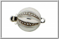Federschlie�e "Kerbenkugel", Metall, rhodium plated, silberfb., 2x1 �se, 1 Stk.